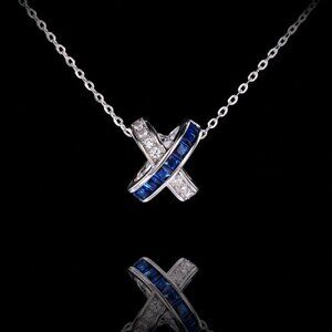 New S925 Sterling Silver Cross Blue Diamond Pendant